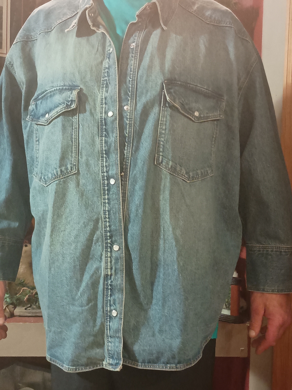 NWT Divided Oversized Denim Button-Down Shirt - Blue 3XL